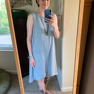 Summery Linen Dress, gray-blue